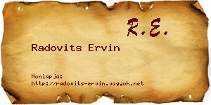 Radovits Ervin névjegykártya