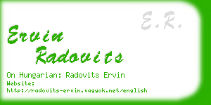 ervin radovits business card